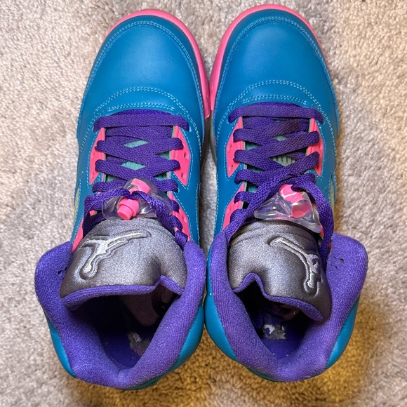 Air Jordan 5 Retro GS Teal and Pink Sneakers - Picture 6 of 8